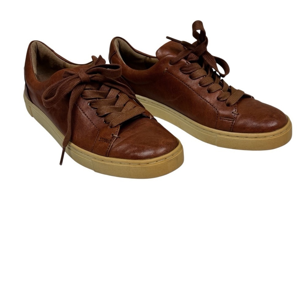 🎁 Frye Ivy Leather Lace Up Sneakers Cognac 6.5